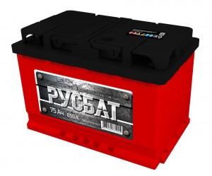 Аккумулятор РУСБАТ 75 Ач 650 А -/+ ЕВРО 4607034731236 AKOM