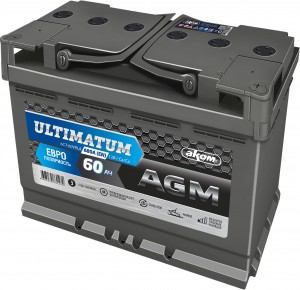 Аккумулятор ULTIMATUM AGM 60 Ач 680 А -/+ ЕВРО 4607034731465 AKOM
