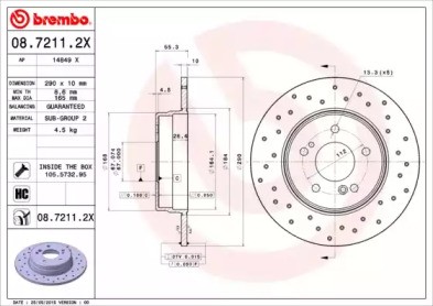 Диск тормозной 08.7211.2X BREMBO