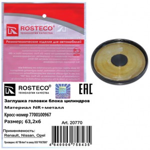 Заглушка ГБЦ  20770 ROSTECO