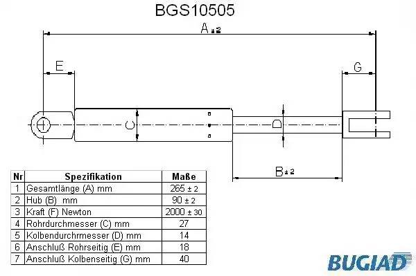 Амортизатор крышки багажника BGS10505 BUGIAD