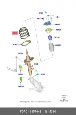 Пружина подвески 1857648 FORD