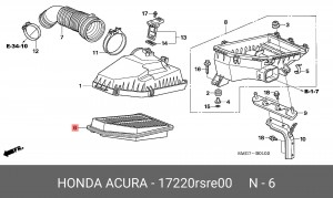 Фильтр воздушный 17220RSRE00 HONDA ACURA