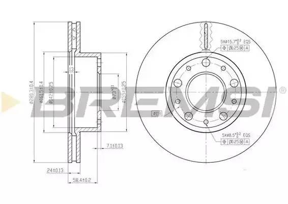 Диск тормозной DBB170V BREMSI