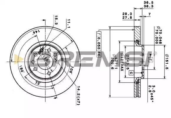Диск тормозной DBA104S BREMSI