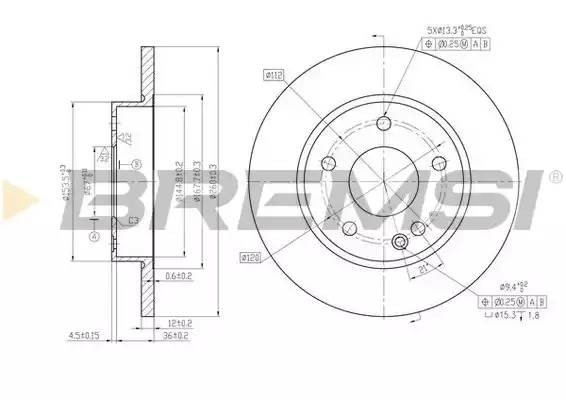 Диск тормозной DBB034S BREMSI
