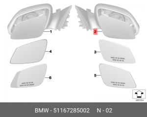 Стекло зеркала заднего вида 51 16 7 285 002 BMW