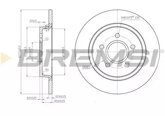 Диск тормозной DBB227S BREMSI