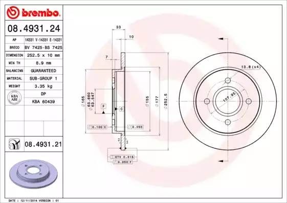 Диск тормозной BS 7425 BRECO