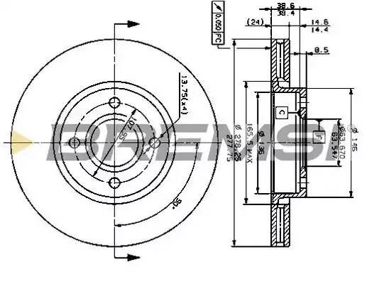 Диск тормозной DBA801V BREMSI