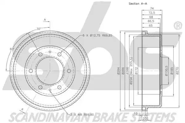 Барабан тормозной 1825262202 S B S