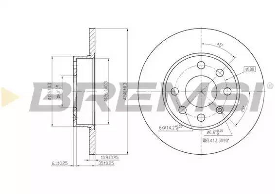 Диск тормозной DBB129S BREMSI