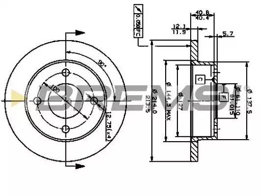 Диск тормозной DBA381S BREMSI