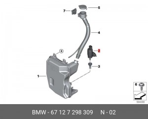 Электронасос стеклоомывателя 67 12 7 298 309 BMW