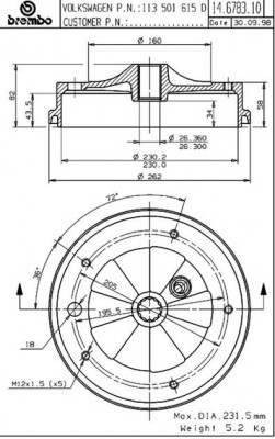 Барабан тормозной 14.6783.10 BREMBO