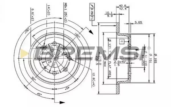 Диск тормозной DBA468S BREMSI
