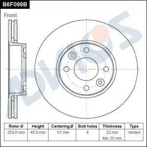 Диск тормозной B6F099B ADVICS