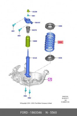 Пружина подвески 1863346 FORD