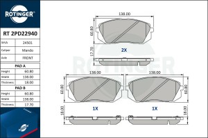 Колодки тормозные дисковые RT 2PD22940 ROTINGER