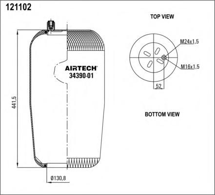 Рессора пневматическая 3439001P AIRTECH