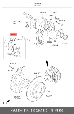 Колодки тормозные дисковые 58302A7B30 HYUNDAI KIA