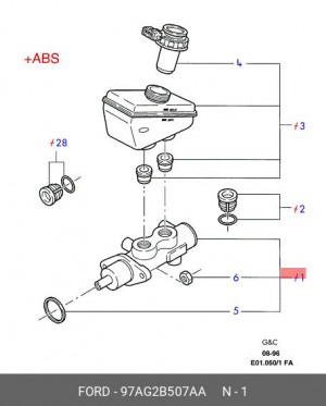 Цилиндр тормозной главный 97AG-2B507-AA FORD