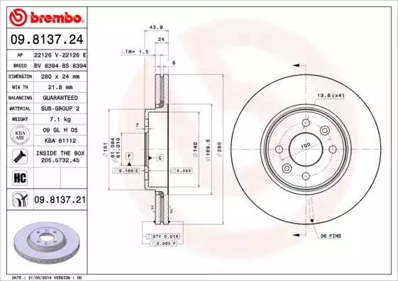 Диск тормозной BS8394 BRECO