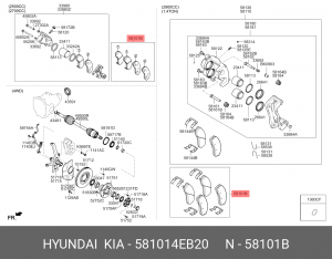Колодки тормозные дисковые 581014EB20 HYUNDAI KIA