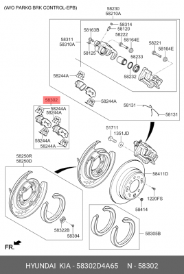 Колодки тормозные дисковые 58302D4A65 HYUNDAI KIA