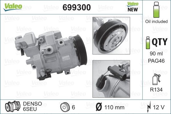 Компрессор кондиционера 699300 VALEO PHC