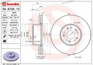 Диск тормозной 09.8726.10 BREMBO