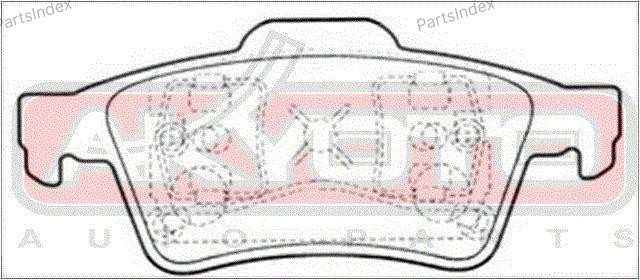 Колодки тормозные дисковые задние FORD FOCUS 2004-> C-MAX 10.03-03.07  MAZDA 3 03->  OPEL VECTRA 02- AKD-2220 AKYOTO