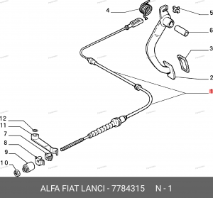 Трос сцепления 7784315 ALFA FIAT LANCIA