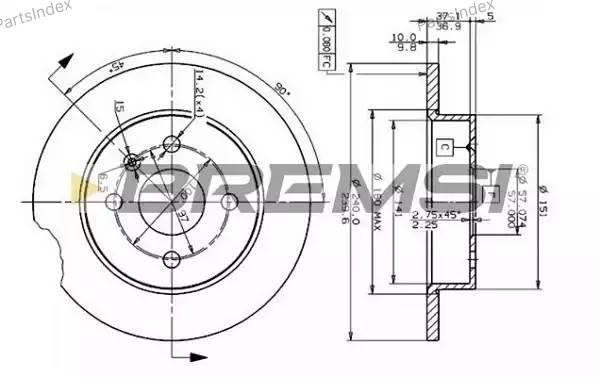 Диск тормозной DBB043S BREMSI