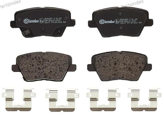 Колодки тормозные дисковые задн. HYUNDAI i30 (PDE  PD  PDEN) 11/16-> / HYUNDAI i30 Estate (PDE) 03/1 P30109 BREMBO