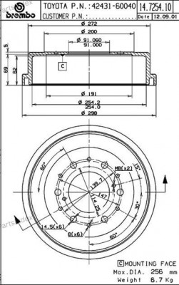 Барабан тормозной 14.7254.10 BREMBO